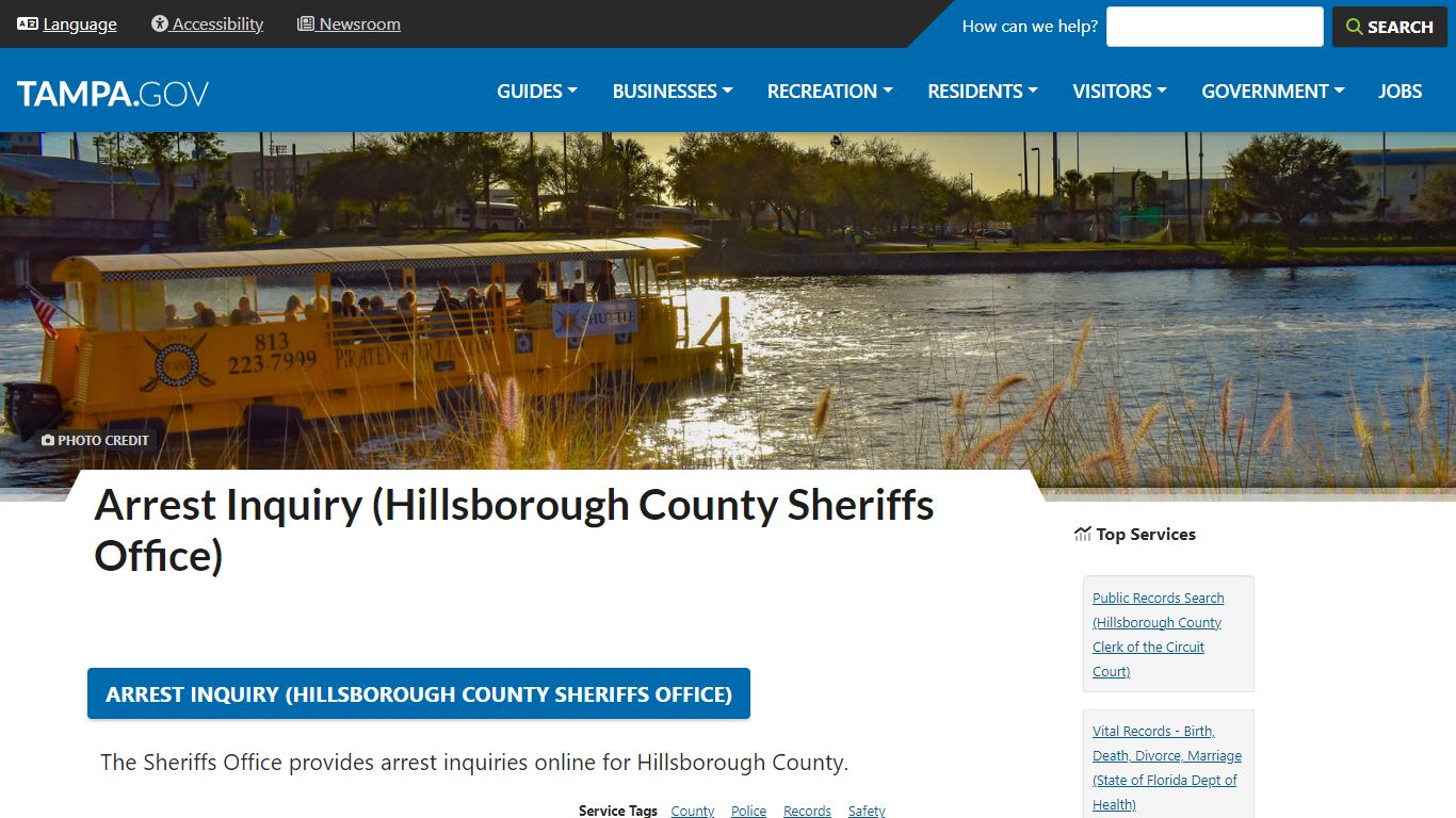 Arrest Inquiry (Hillsborough County Sheriffs Office)